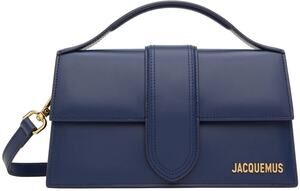 NWT Jacquemus Navy Le Grand Bambino Leather Crossbody Bag Blue Gold Logo